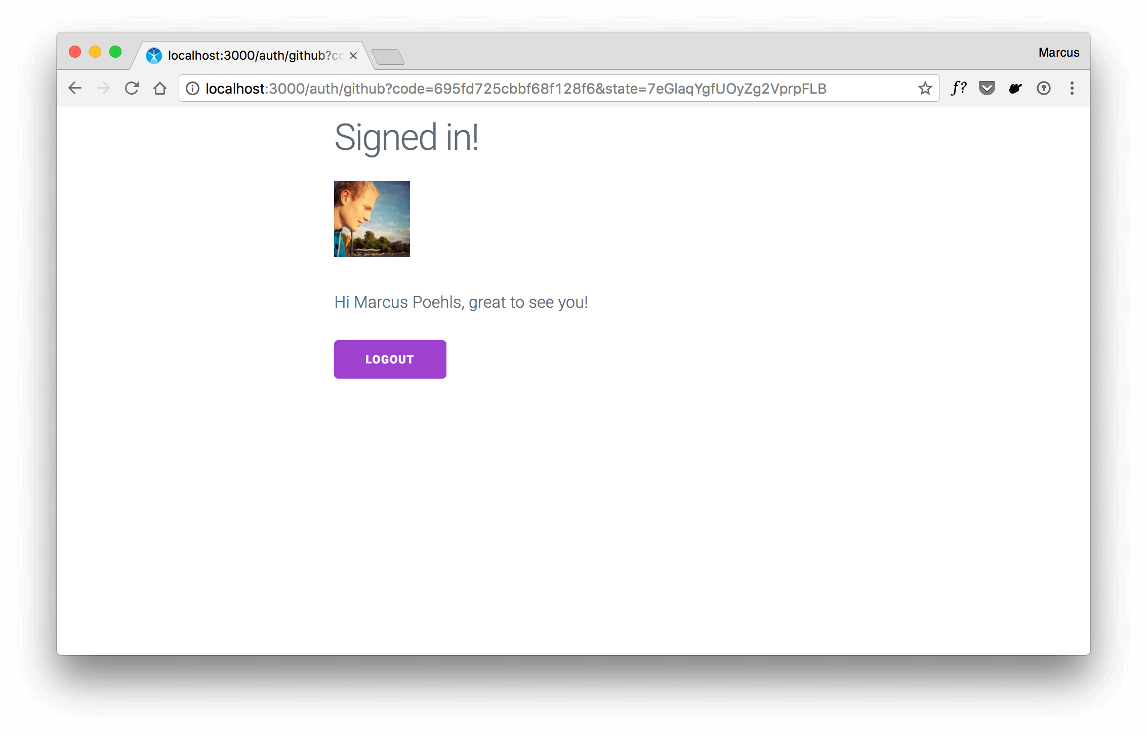 Signed in with GitHub