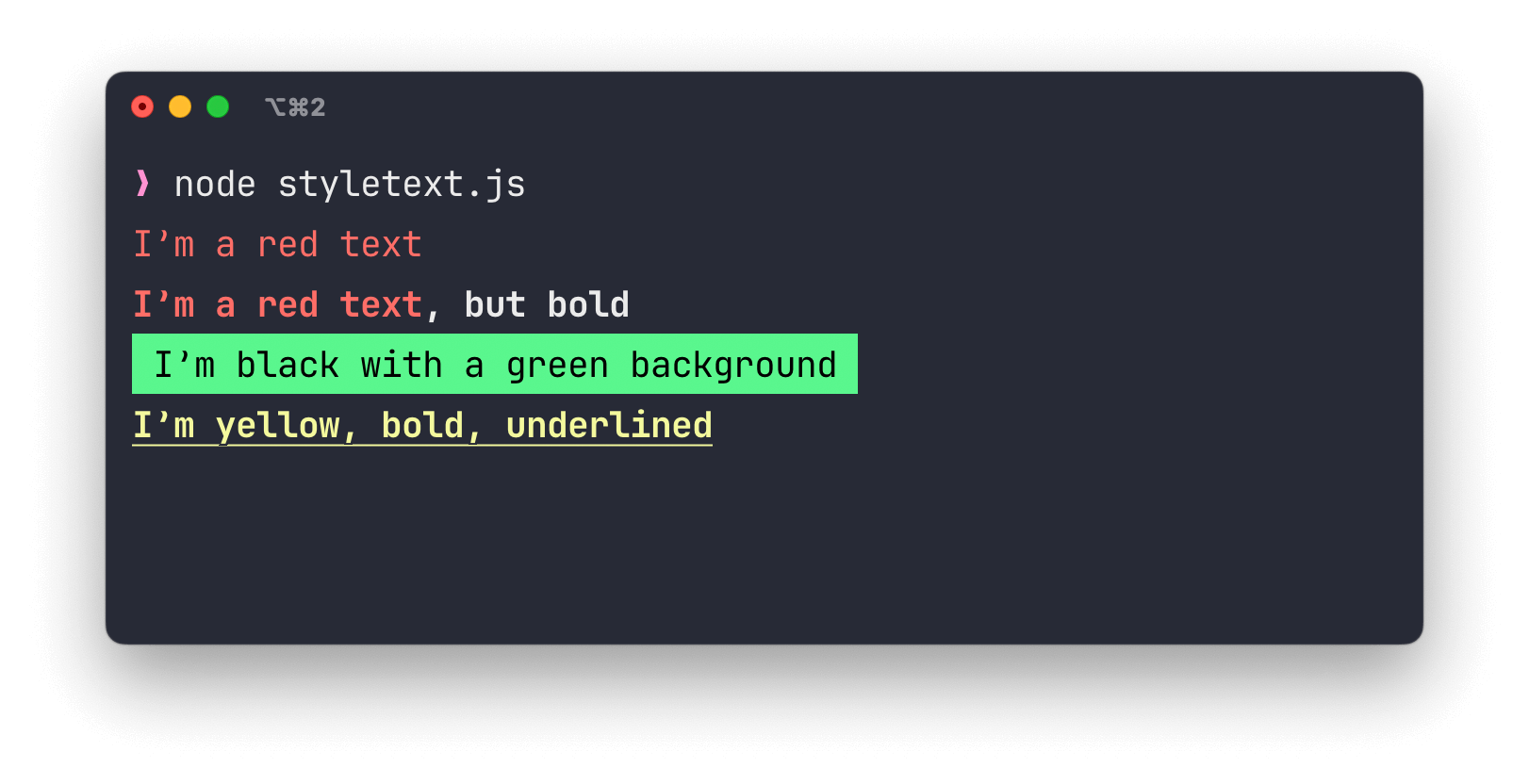 Node.js — Using the Styletext Utility for Terminal Text Formatting