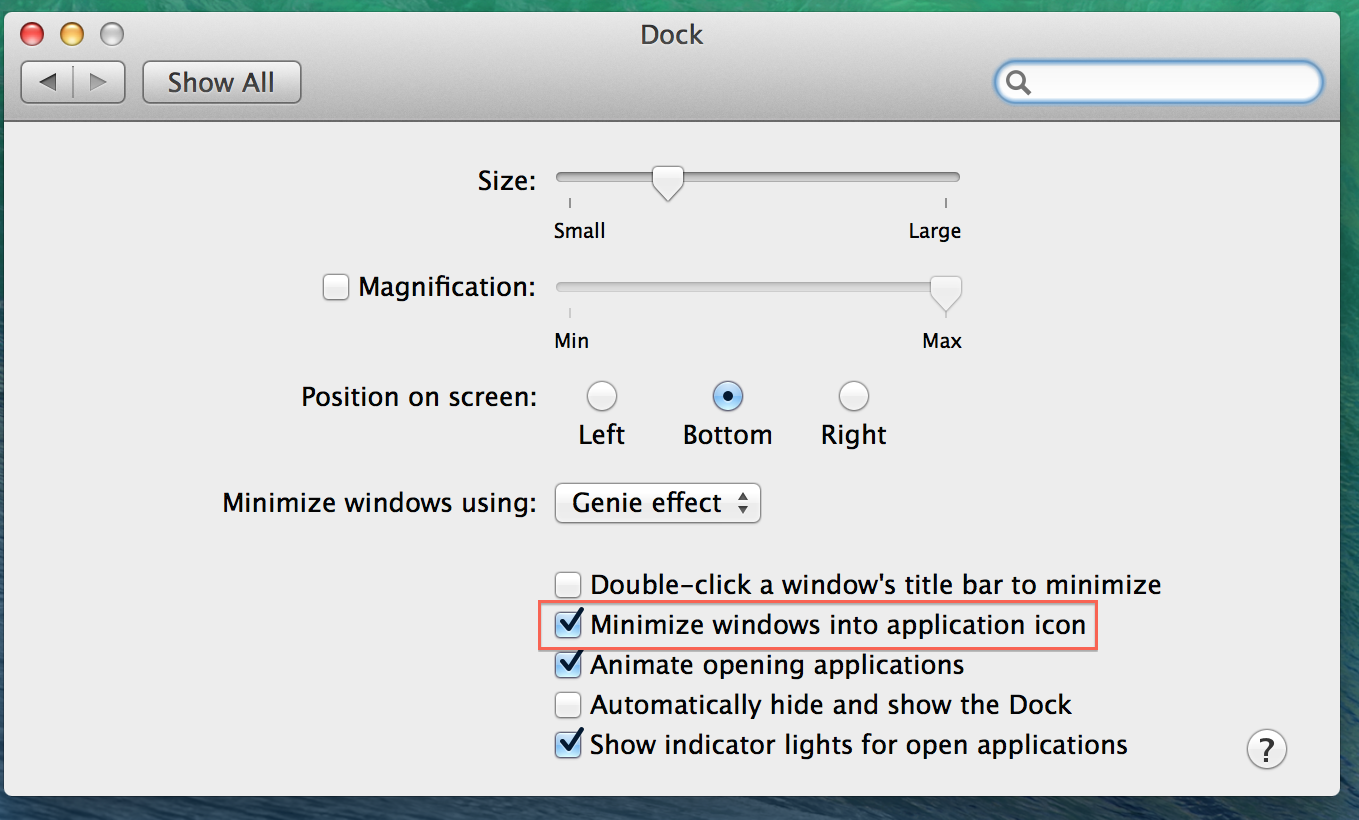 Adjust Setting to Declutter Dock