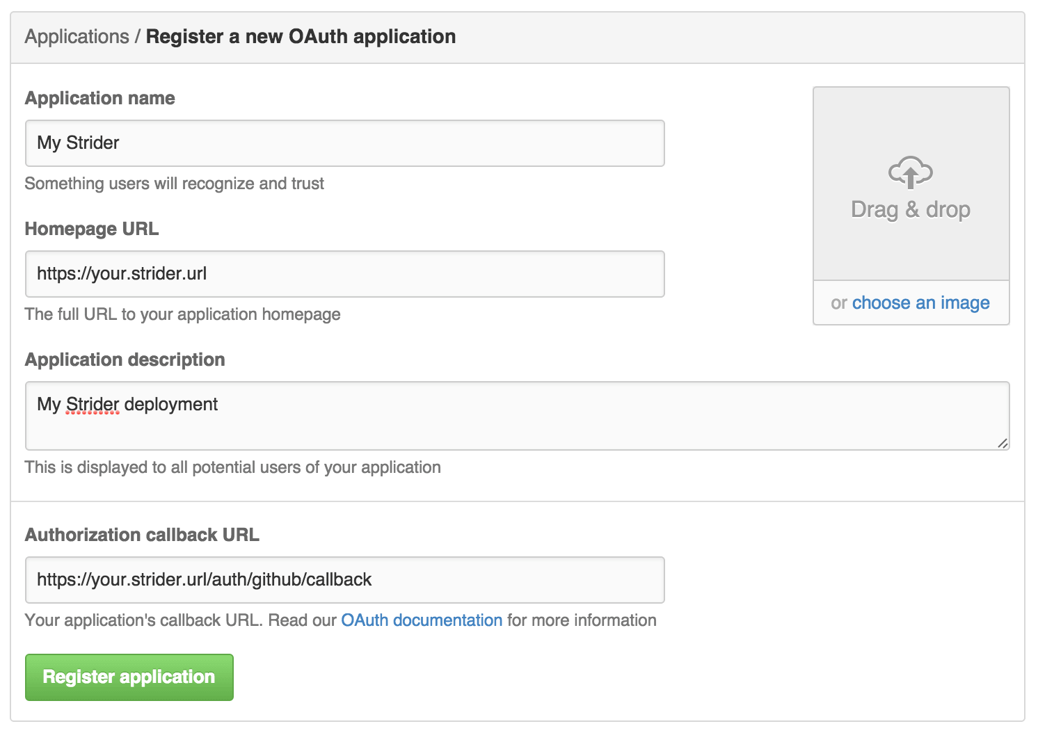 Create New GitHub Application