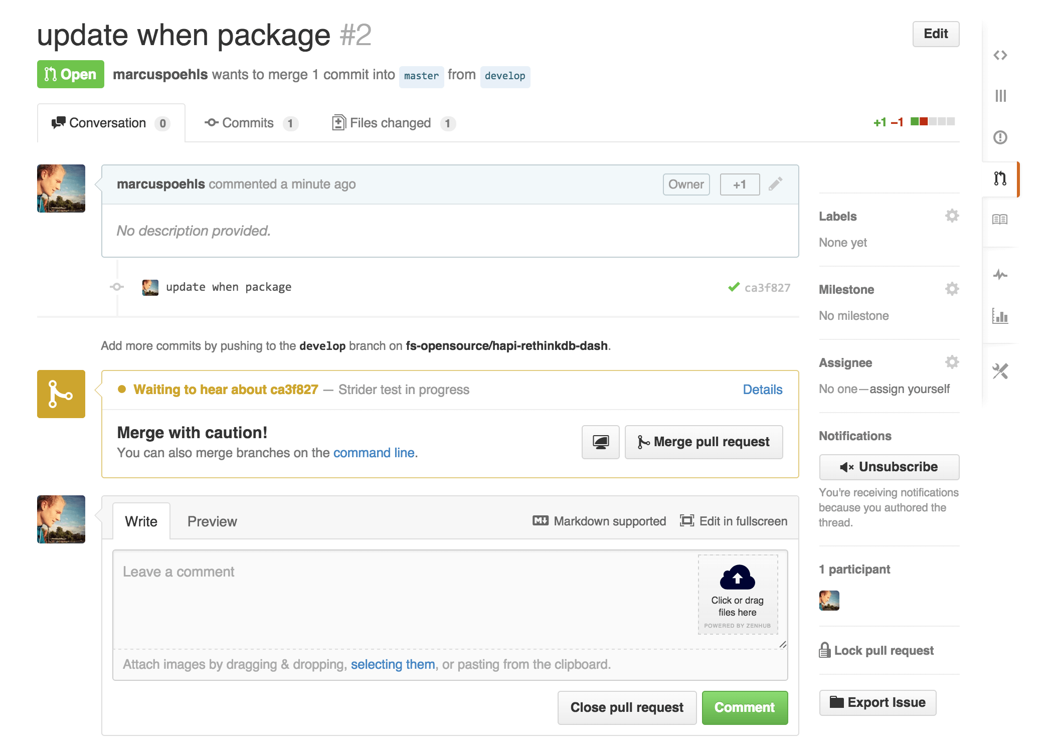 GitHub Pull Request — Build Status Pending