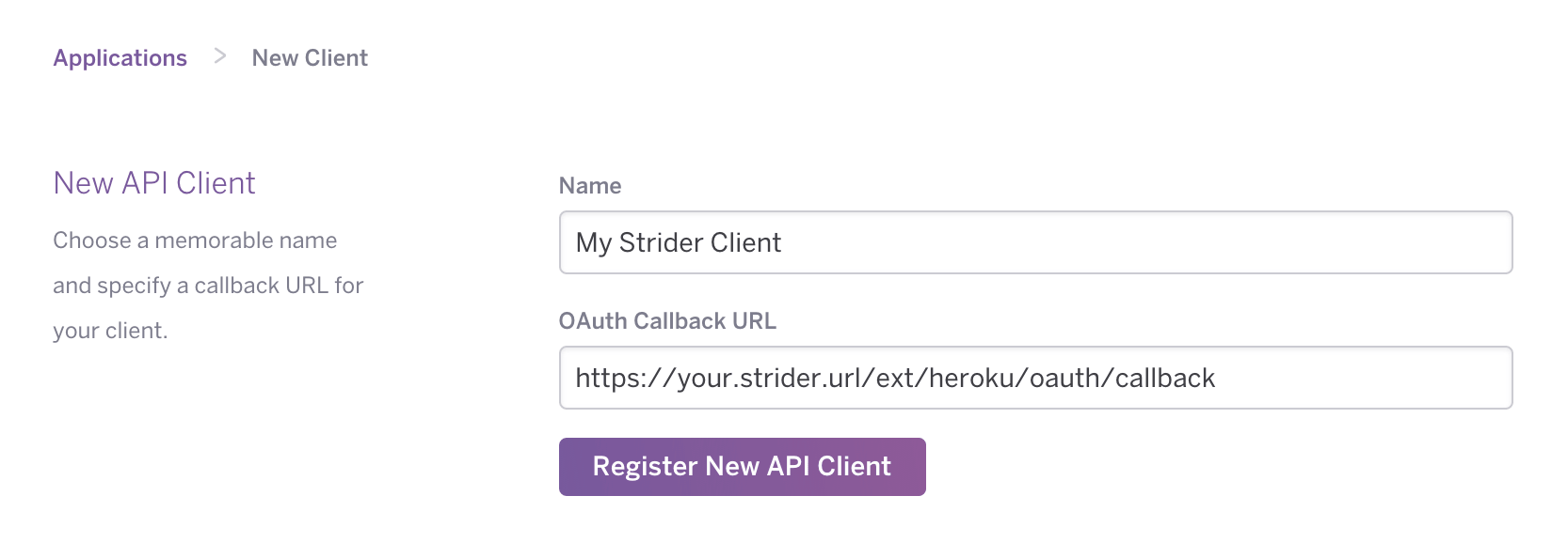 Heroku Create New API Client