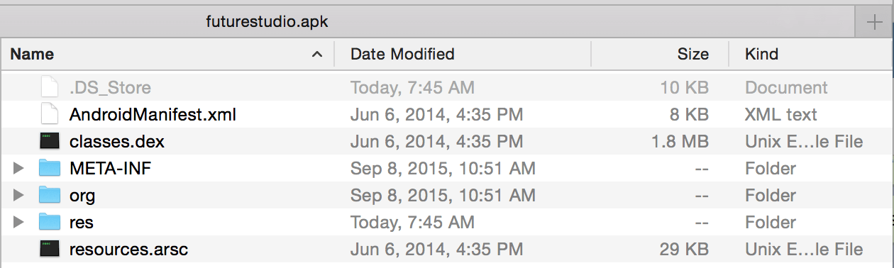 Unzipped .apk