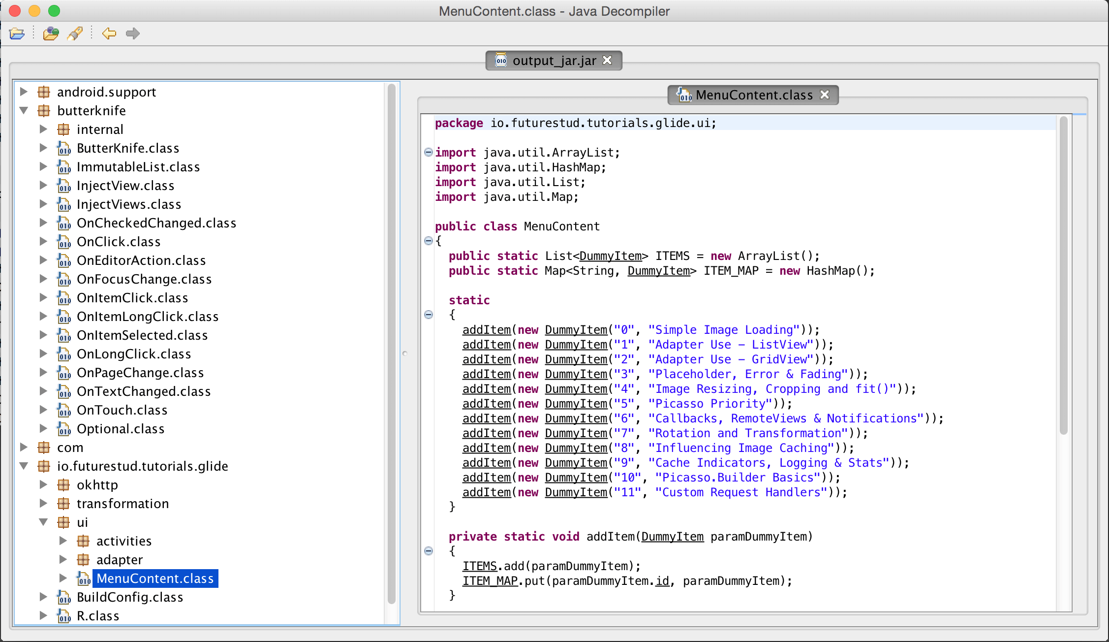 Decompiled Code View with JD-GUI