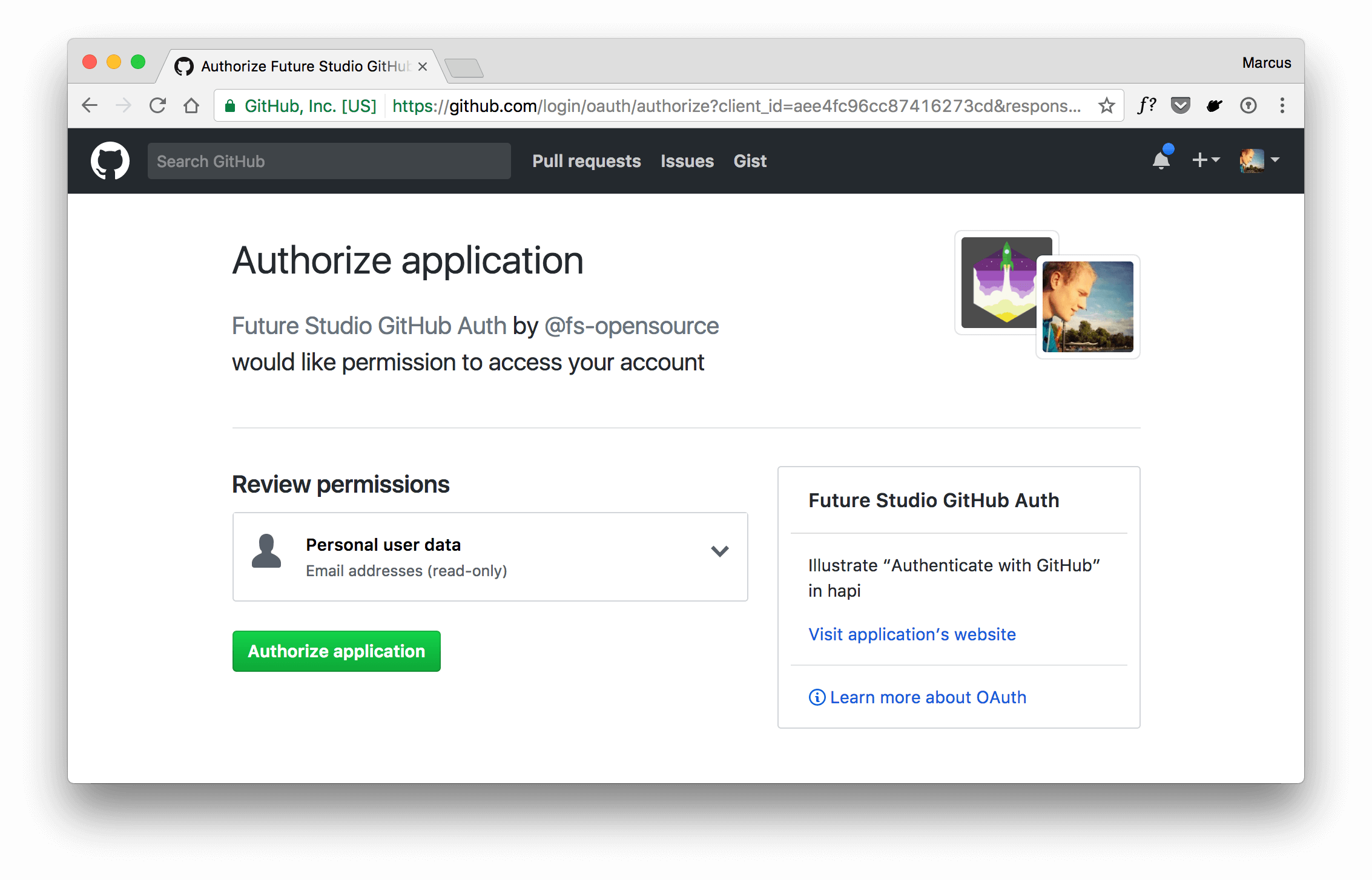 GitHub Grant Access Screen
