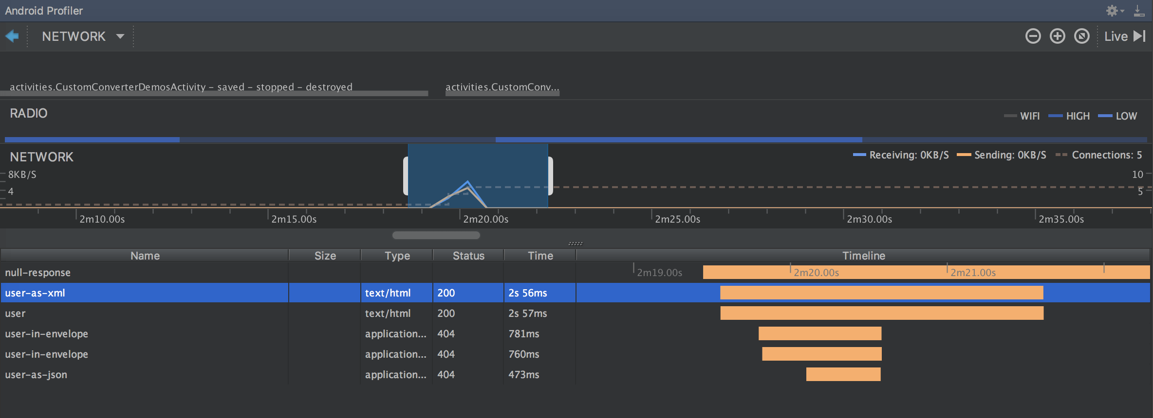 Android Profiler - Network