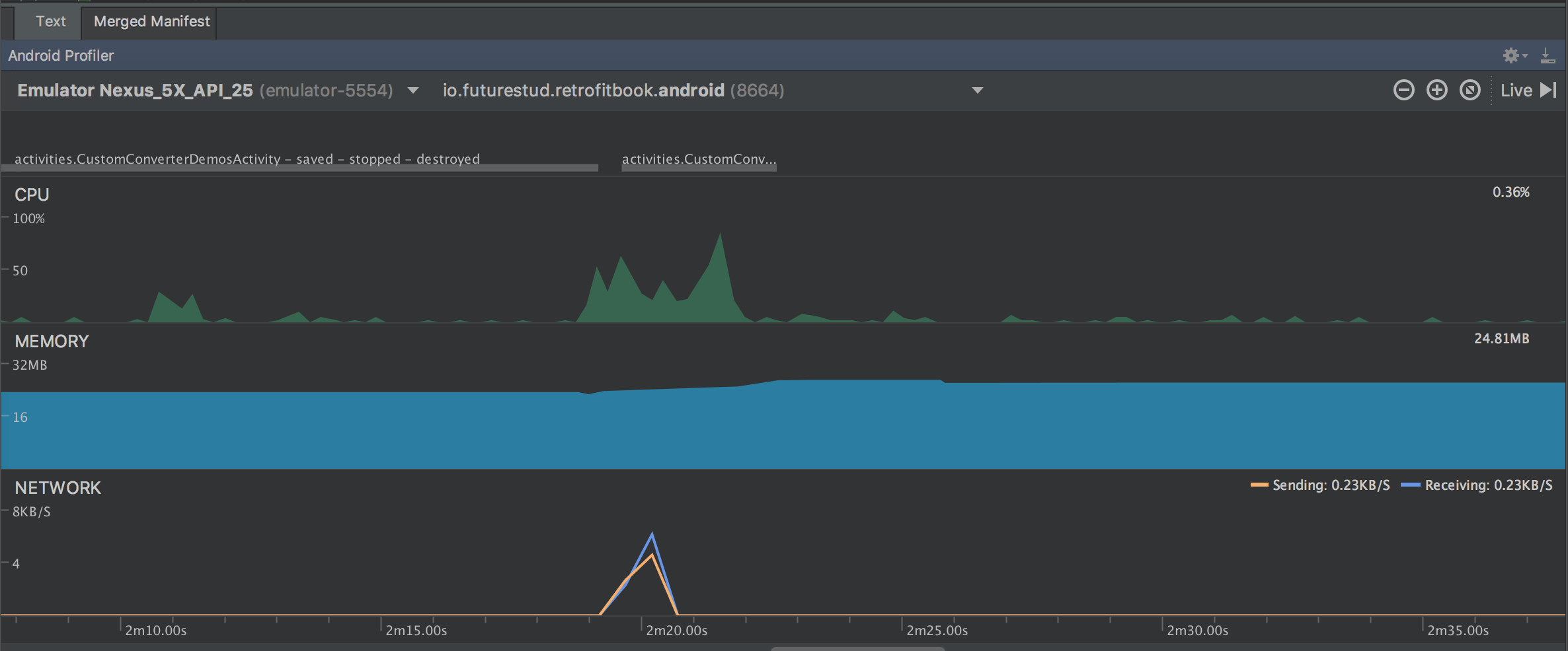 Retrofit 2 — Analyze Network Traffic with Android Studio Profiler