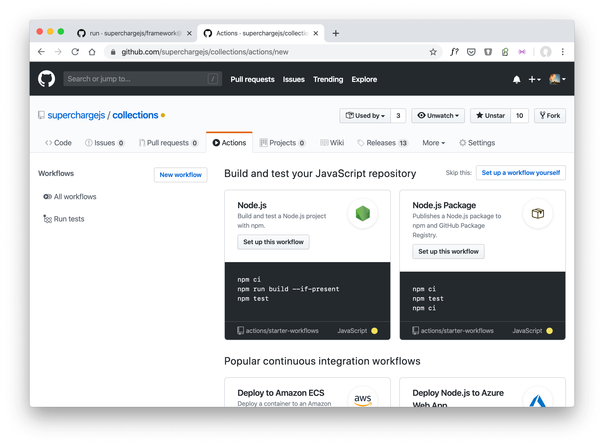GitHub Actions workflow overview