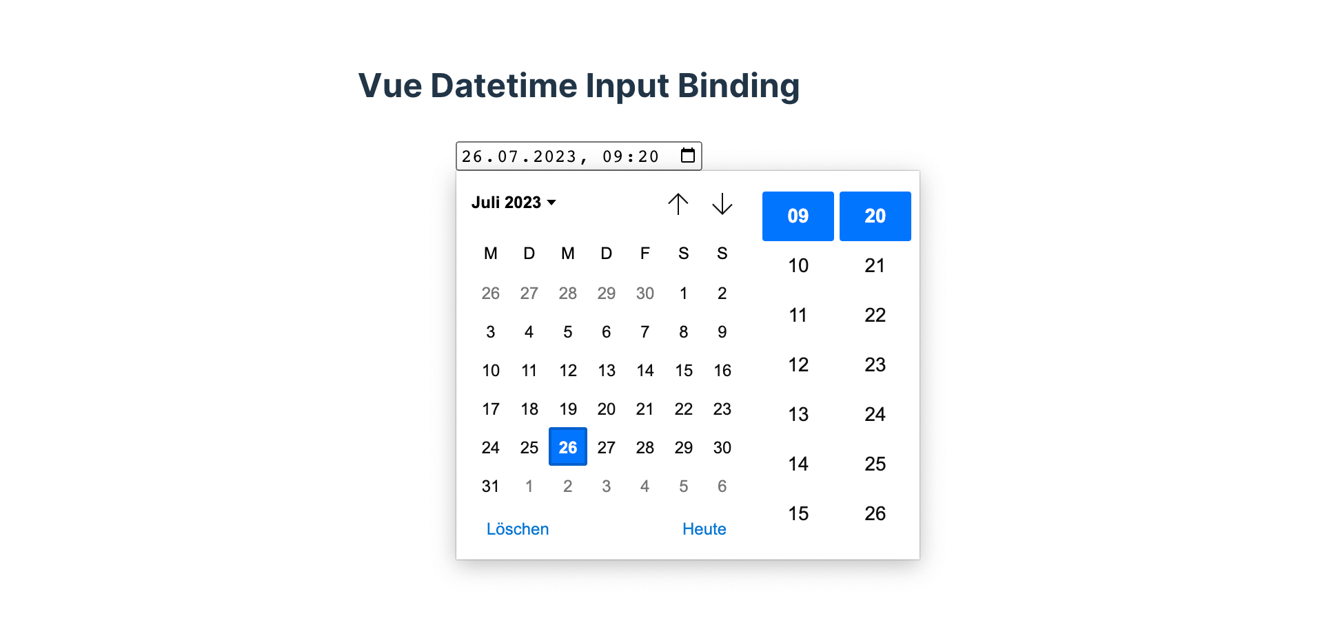 Vue.js Datetime v-model Binding