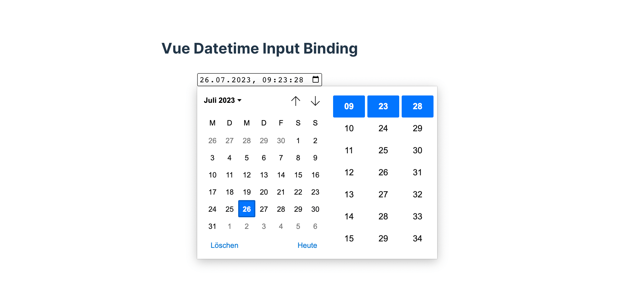 Vue.js Datetime v-model Binding With Seconds